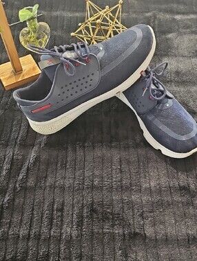 Sperry America's Cup Navy Blue Boat Shoe with Red Accent